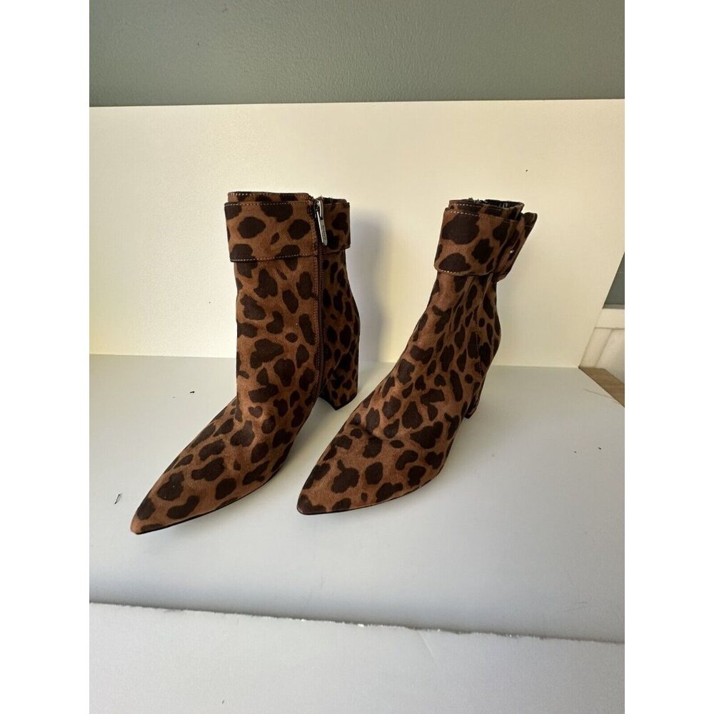 Sam Edelman Circus Tan Leopard Print Pointed Toe Block heel Boots Women's Size 7 - Picture 8 of 13